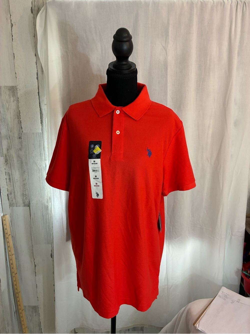 U.S. Polo Assn. Bright Red Short-Sleeve Polo with Blue Logo